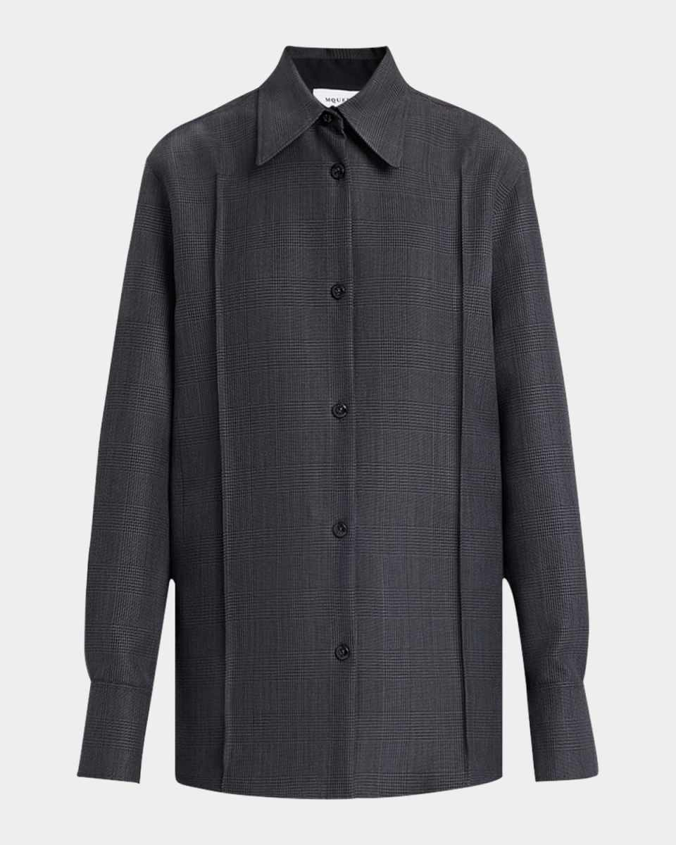Check Pintuck Button-Down Shirt
